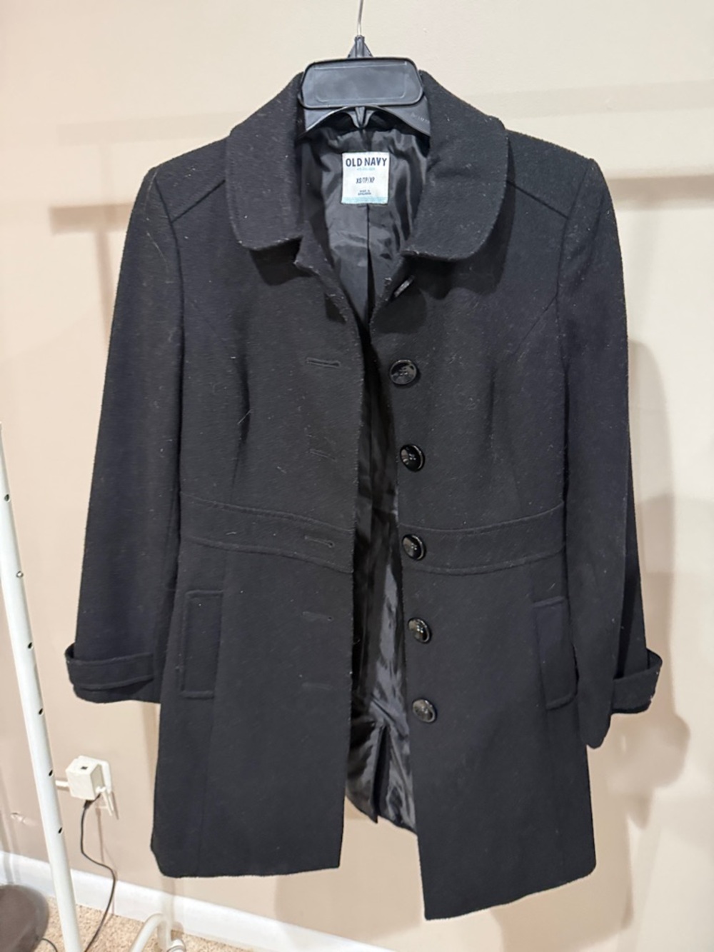 Old Navy Women's Black Single-Breasted Pea Coat